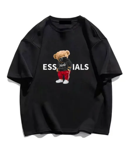 Korea Style Bear Essentials Black T-Shirt